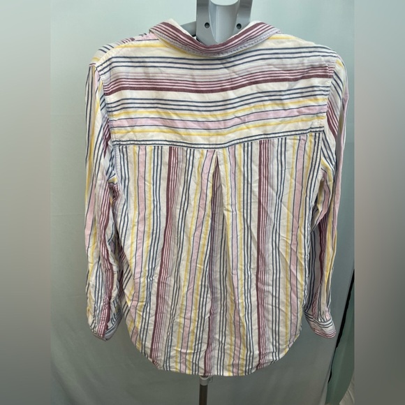 BeachLunchLounge Womens Alex Shirt Long Sleeve Button Up Multicolor Stripe Large - Picture 4 of 8